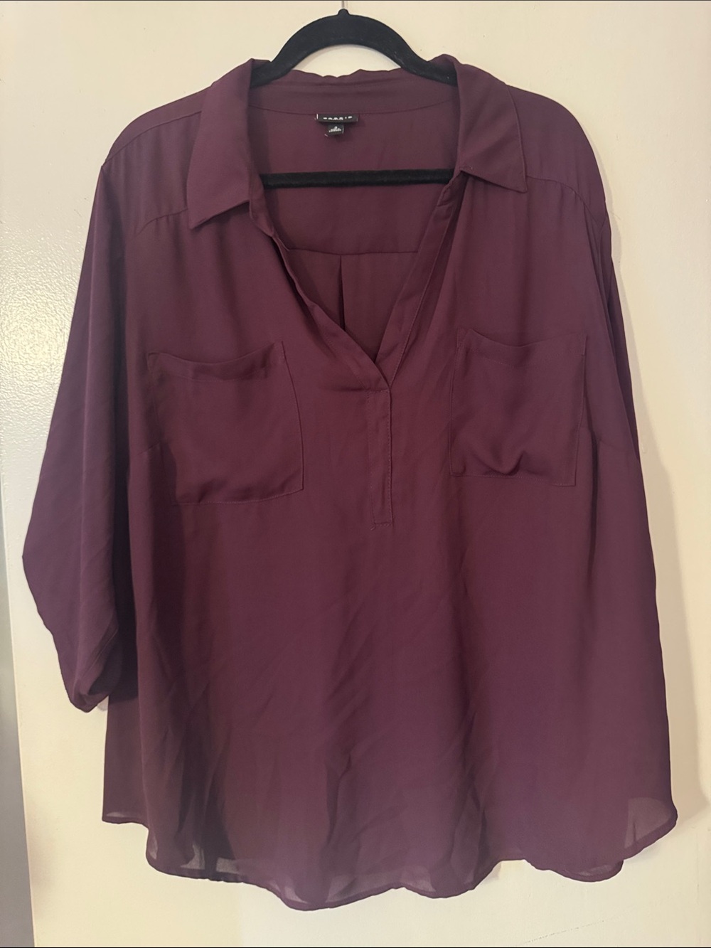 Torrid- Lush Relaxed V-Neck Blouse in Deep Plum -Size 3